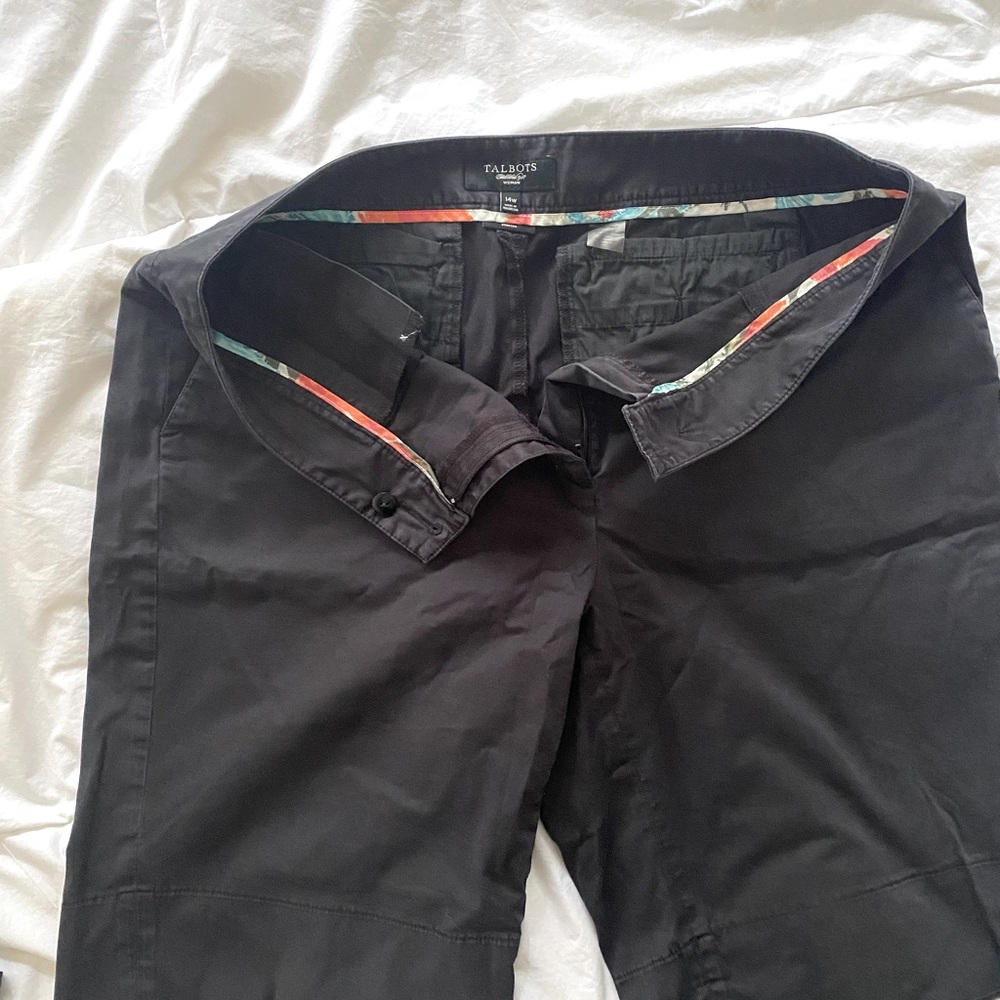 Black SHORTS Talbots Woman Cotton Bermuda Spandex Stretch pockets Size 14W